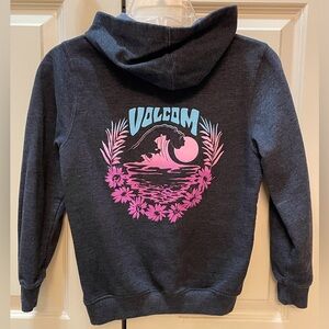 Volcom Kids' Hoodie - Charcoal with Pink and Blue Graphic